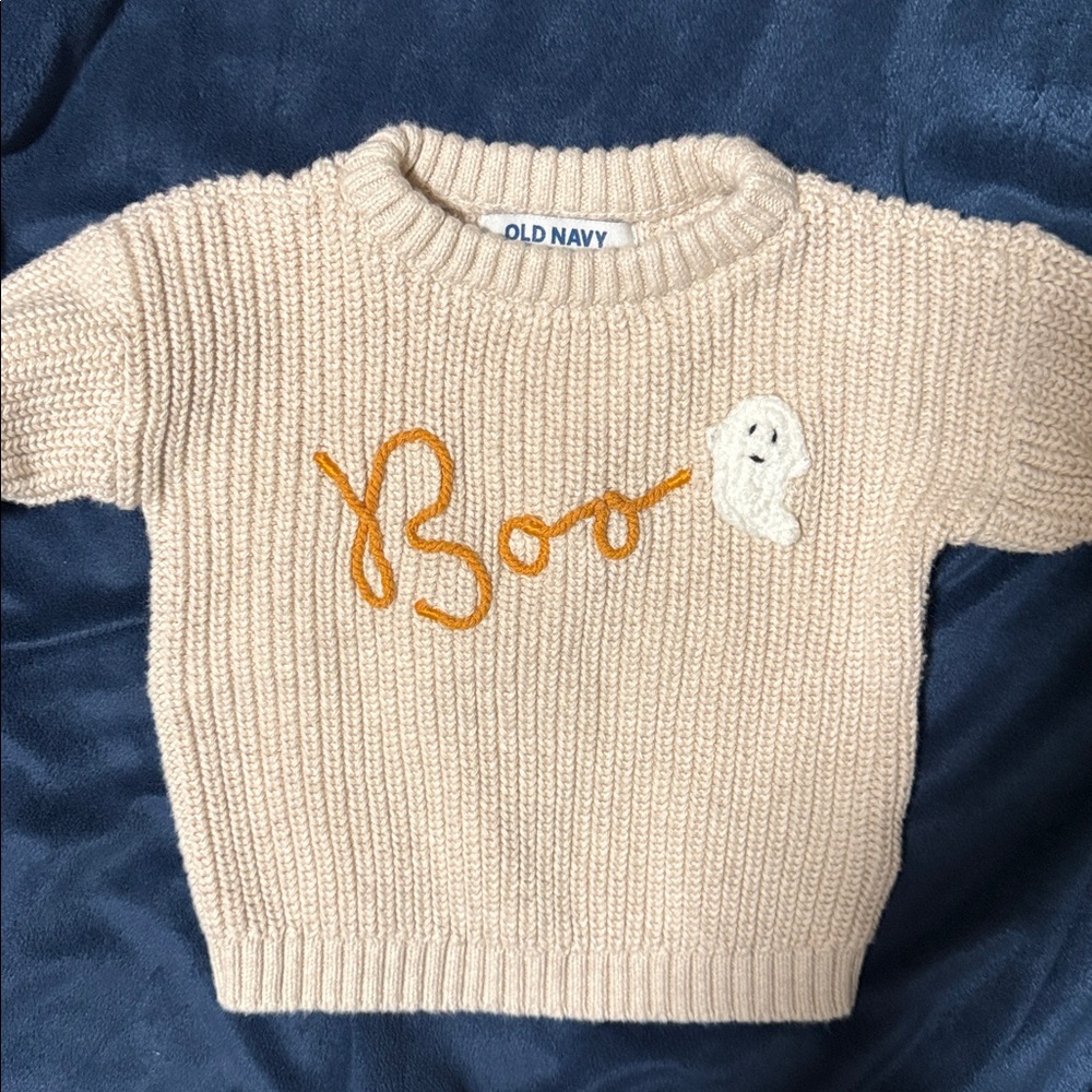Cream Knit Sweater with Boo Design 👻 - Picture 3 of 5